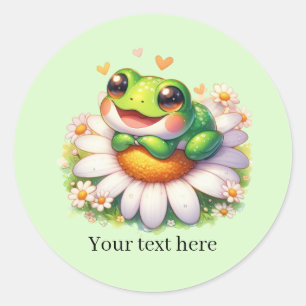 Cute frog lovers customisable classic round sticker