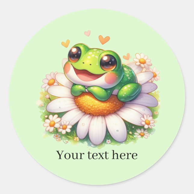 Cute frog lovers customisable  classic round sticker (Front)