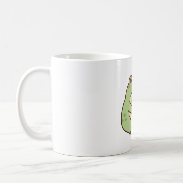 Cute Frog Loves Drinking Bubble Tea  Coffee Mug (Left)