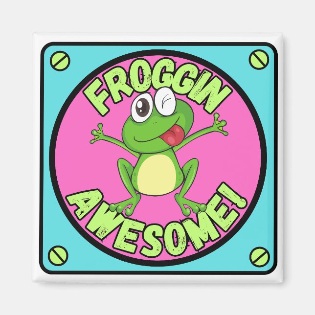 Cute Frog Magnet Froggin Awesome Animal Gifts (Front)