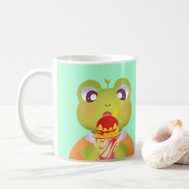 Cute Frog Mangoneadas Coffee Mug (With Donut)