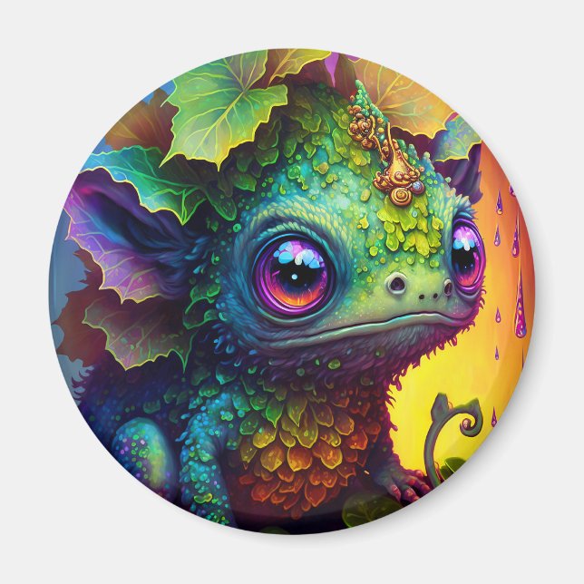 Cute Frog Monster Fantasy Art Magnet (Front)