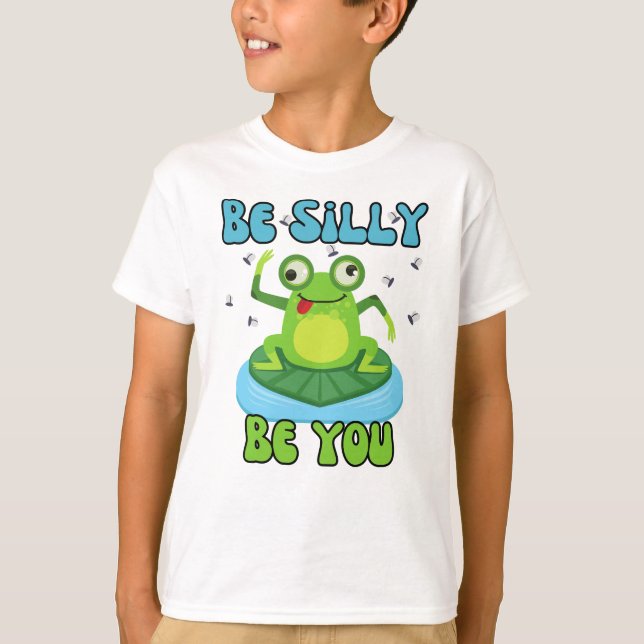 Cute Frog on Lily Pad Motivational Kids T-shirt (Front)