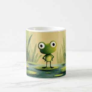 Cute Frog on Lily Pad – Whimsical Cartoon Art Coffee Mug