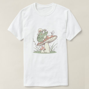 Cute Frog on Mushroom T-Shirt   Whimsical Cottagec