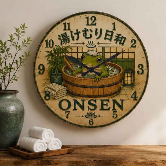 Cute Frog Onsen Large Clock (Creator Uploaded)