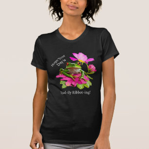  Cute Frog or Toad Pun on Pink Flowers T-Shirt