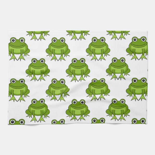 Cute Frog Pattern Tea Towel (Horizontal)