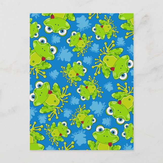 Cute Frog Patterned Postcard (Front)