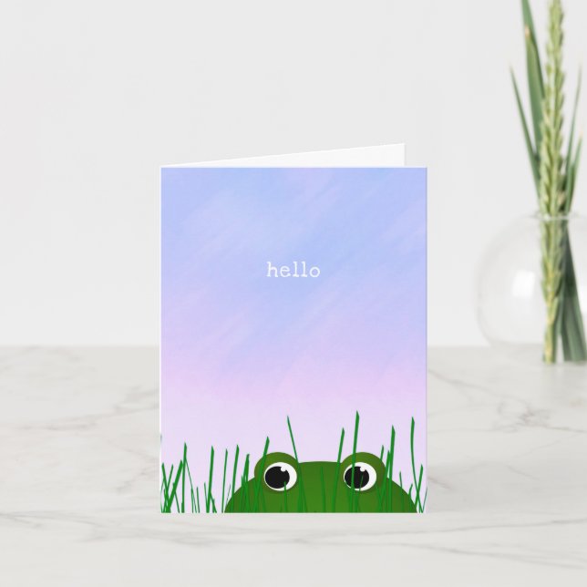 cute frog peeking simple hello I miss you Card (Front)