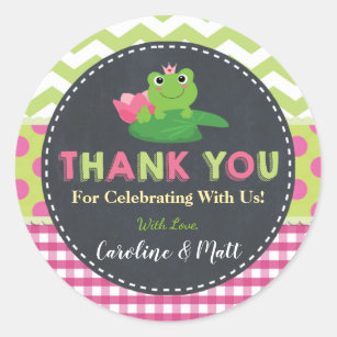 Cute Frog Pink Green Baby Shower Thank You Favor Classic Round Sticker