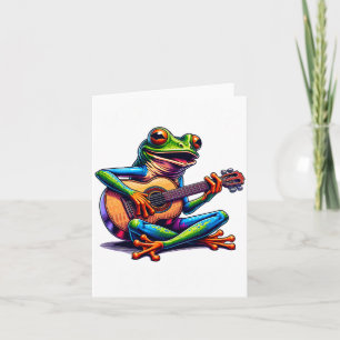 Cute Frog Playing A Guitar Dont Worry Be Hoppy _1 Card