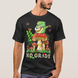 Cute Frog Playing Banjo On Mushroom Back To School T-Shirt
