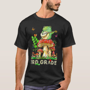 Cute Frog Playing Banjo On Mushroom Back To School T-Shirt