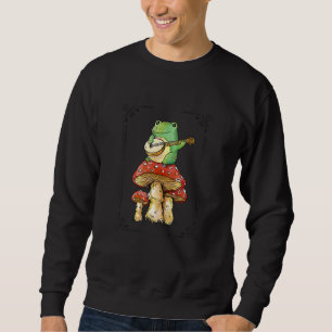 Cute Frog Playing Banjo On Mushroom Sweatshirt