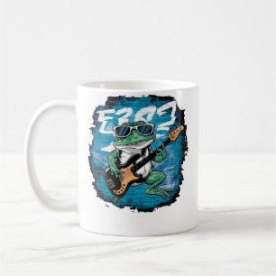 Cute Frog Playing Bass Guitar Animal Playing Guita Coffee Mug