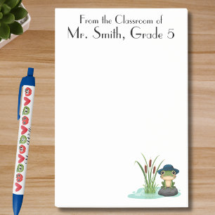 Cute Frog & Pond, Teacher Appreciation, Custom Post-it Notes