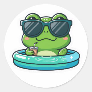 Cute Frog Pool Sticker – Funny Sunglasses Frog