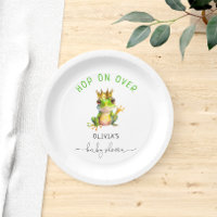 Cute Frog Prince Baby Boy Shower Paper Plates