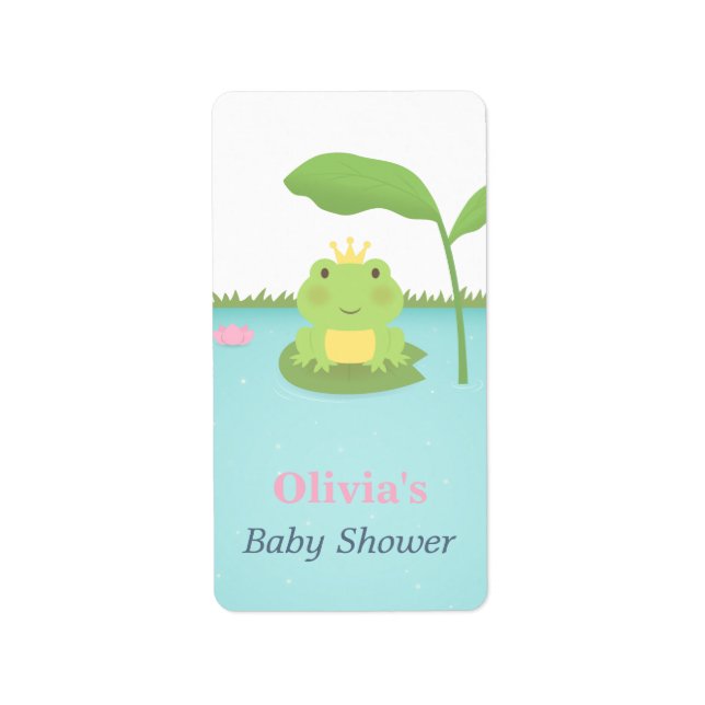 Cute Frog Prince Boy Baby Shower Labels (Front)
