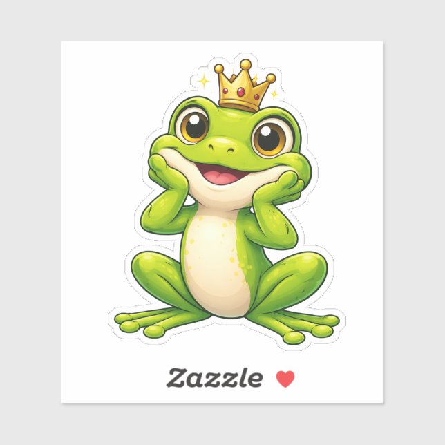Cute Frog Prince Custom-Cut Vinyl Sticker (Sheet)