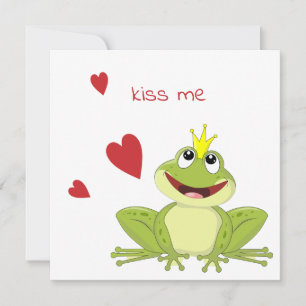 Cute Frog Prince Kiss Me Holiday Card