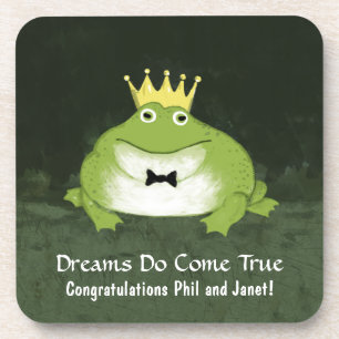 Cute Frog Prince with Customisable Text Coaster