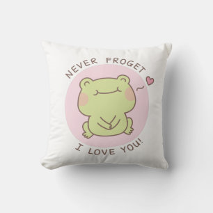 Cute Frog Pun Never Frogret I Love You Cushion