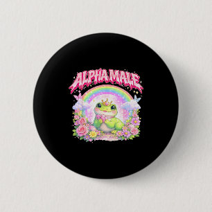 Cute frog rainbow floral funny for men women girl 6 cm round badge