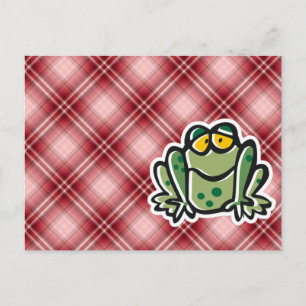Cute Frog; Red Plaid Postcard