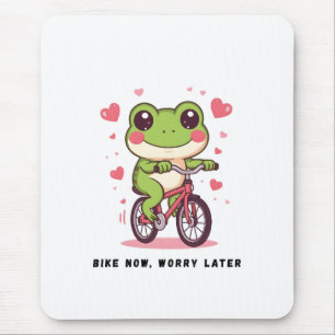 Cute Frog Riding Bicycle Funny Frog Lover Gift Mouse Pad