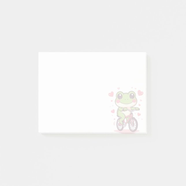 Cute Frog Riding Bicycle | Funny Frog Lover Gift Post-it Notes (Front)