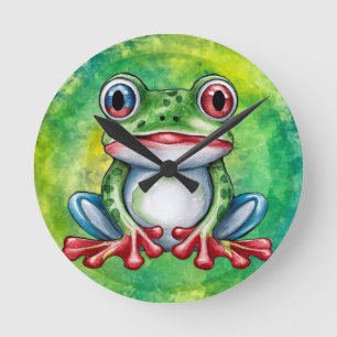 Cute Frog Round Clock