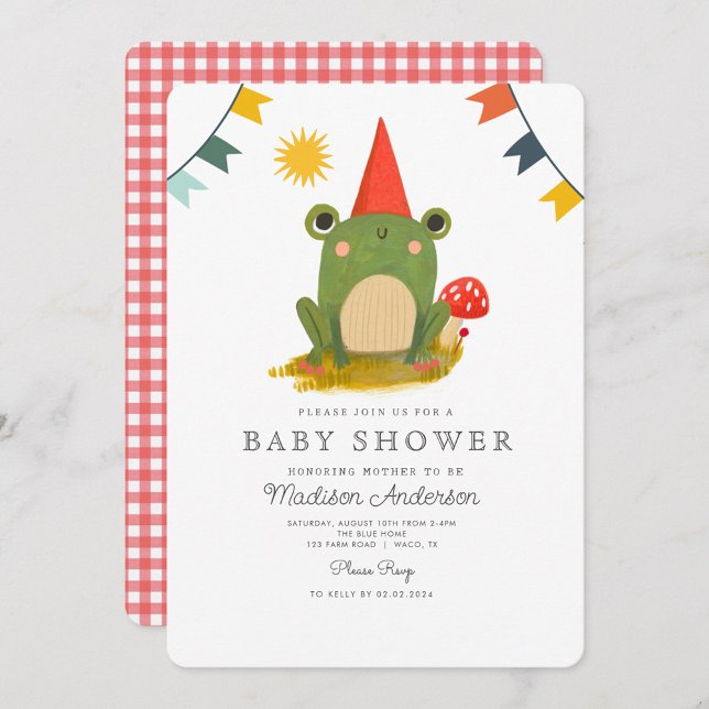 Cute Frog Sage Green Cute Baby Shower  Invitation (Creator Uploaded)