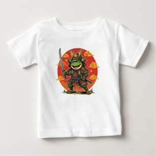 Cute Frog Samurai Cartoon Animal Warrior Design Baby T-Shirt