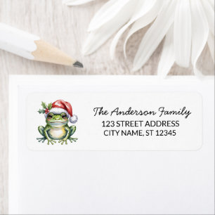 Cute Frog Santa Hat Christmas Return Address Return Address Label