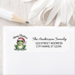 Cute Frog Santa Hat Christmas Return Address Return Address Label
