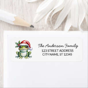 Cute Frog Santa Hat Christmas Return Address Return Address Label