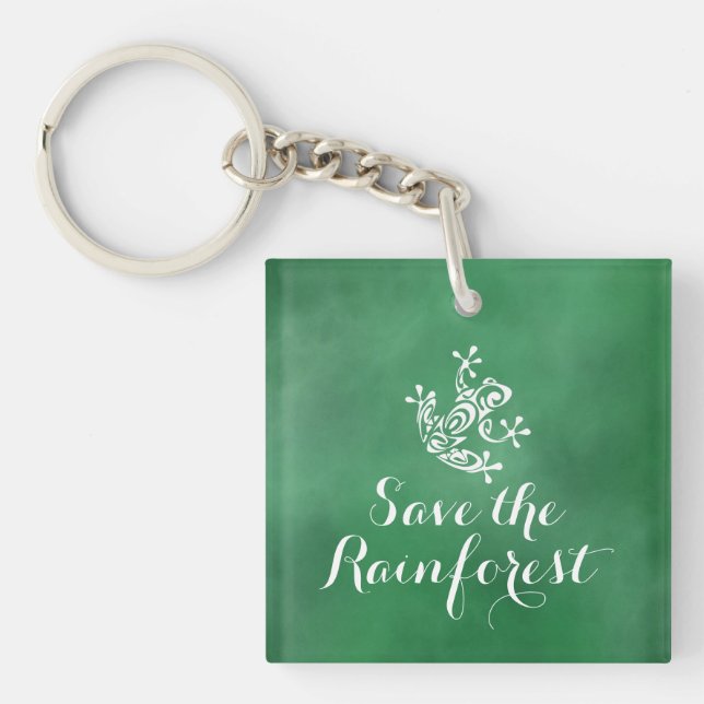 Cute Frog Save the Rainforest Key Ring (Front)