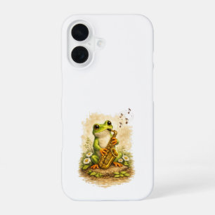 Cute Frog Saxophone iPhone 16 Case