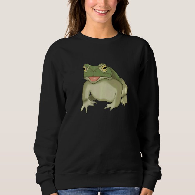 Cute Frog Sitting Amphibian for Kids Green Frog Sweatshirt (Front)
