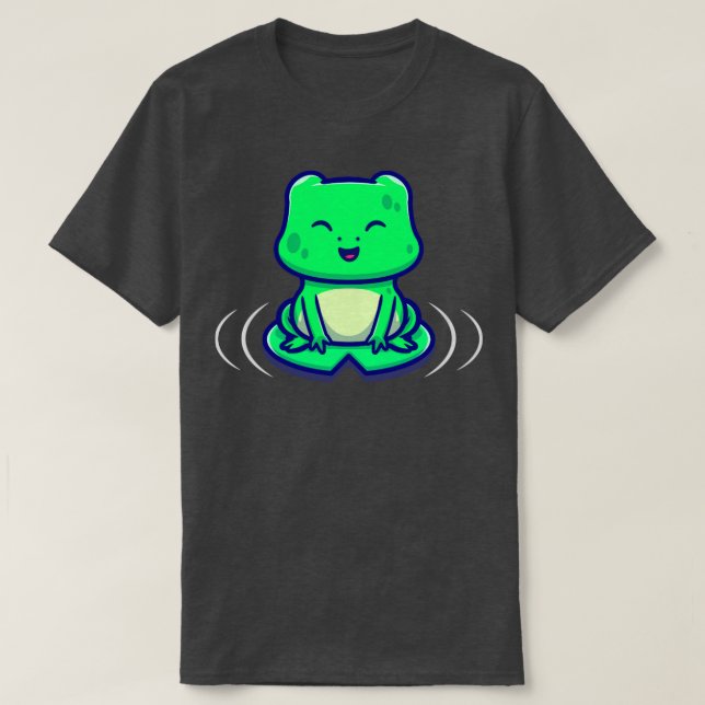 Cute Frog Sitting On A Leaf T-Shirt (Design Front)