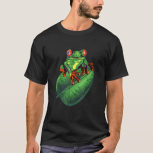 Cute Frog Sitting On Green Leaf T-Shirt