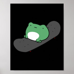 Cute Frog Skateboarding  Poster