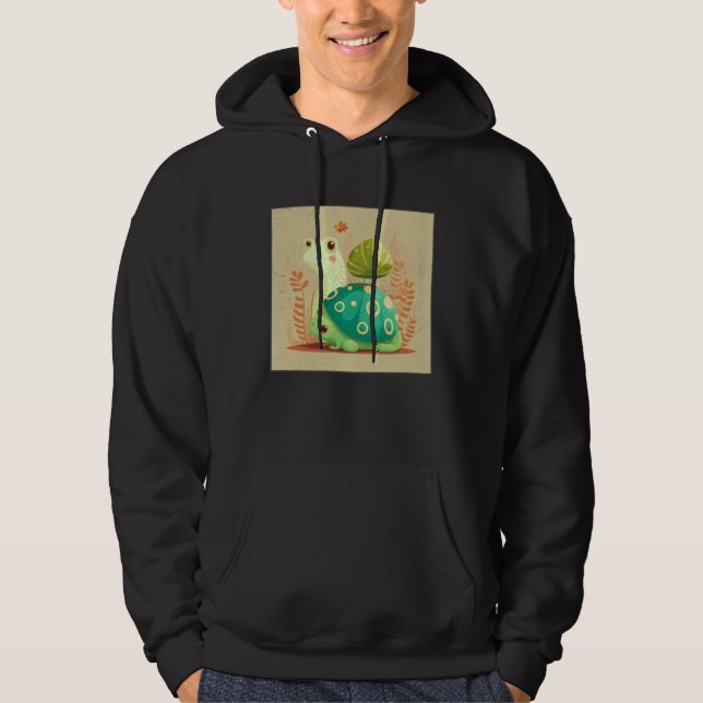 Cute Frog Snail Illustration Shell Friends Women K Hoodie (Front)