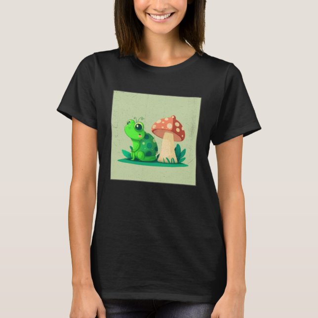 Cute Frog Snail Illustration Shell Friends Women K T-Shirt (Front)