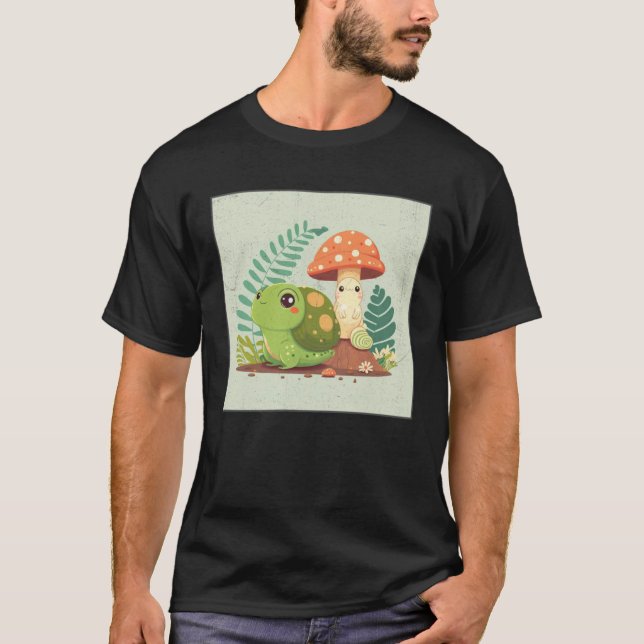 Cute Frog Snail Illustration Shell Friends Women K T-Shirt (Front)
