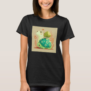 Cute Frog Snail Illustration Shell Friends Women K T-Shirt