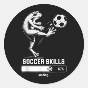 Cute Frog Soccer Skills Loading Team Win Women Classic Round Sticker
