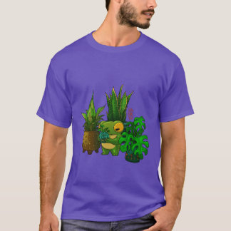 cute frog taking care of plants and tadpole artwor T-Shirt